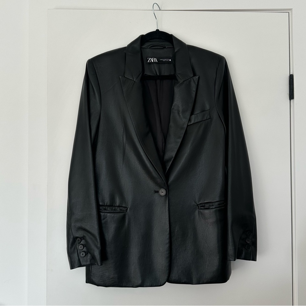 Zara faux leather blazer